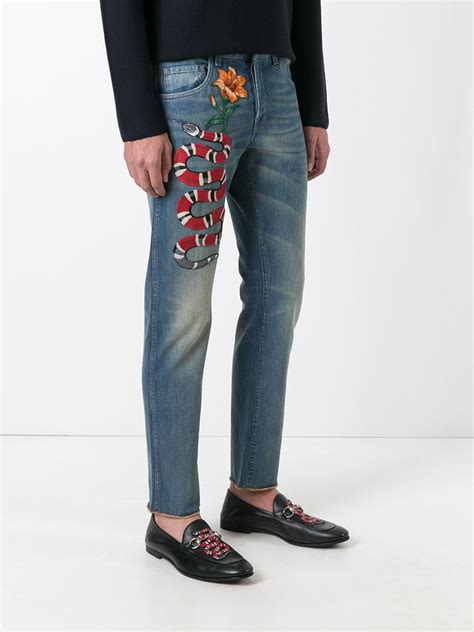 jeans gucci pants men's|Gucci embroidered jeans men.